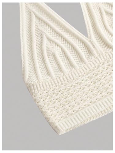 SHENHE Girl's Halter Crop Top V Neck Sleeveless Backless Slim Knitted Tank Top4