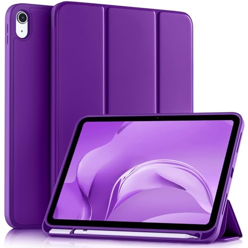 Image of Akkerds Compatible with iPad (A16) 11th Generation Case 11 Inch 2025, for iPad 10th Generation Case 10.9 Inch 2022 with Pencil Holder, Slim Trifold Stand Protective Cover with Soft TPU Back, Purple