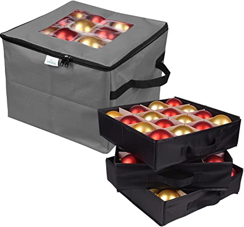 ProPik Holiday Ornament Storage Box Organizer Chest, With 3 Separate