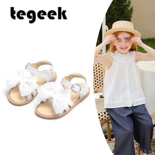Image of Girls Dress Sandals Comfy Hook and Loop Summer Shoes for Toddlers(TA302 Toddler,White /6M)