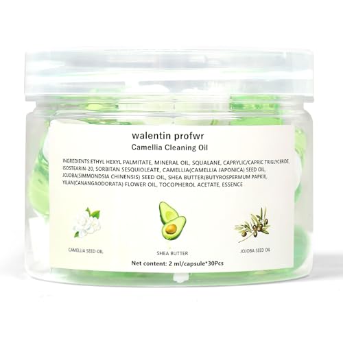 Óleo de limpeza para rosto, 30 peças de mini óleo de limpeza de flor de camélia para controle de por