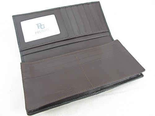 Genuine Crocodile Alligator Backbone Skin Leather Checkbook Long Wallet (Chocolate Brown)3