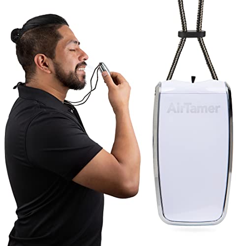AirTamer A320W Wiederaufladbarer Luftreiniger mit austauschbarer Mini-Ionenbürste, weiches Umhängeband, Taschenclip, weiß