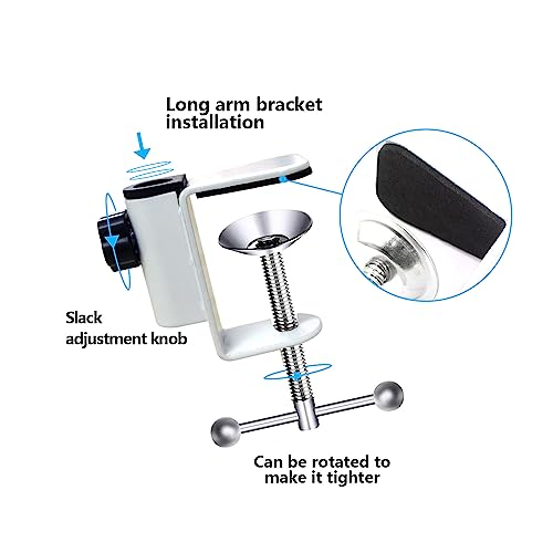 Acciaio Inossidabile C Morsetto Clamps - Clip A I In Alluminio Per Lampade Braccio Lungo Da Scrivania E Letto, Staffe Sbalzo, Tigre Metallo, Basi Bottoni Di Fissaggio Sfera (2 Pezzi, Bianco) - 4
