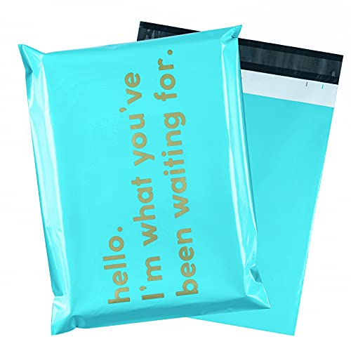 Holijolly Poly Mailer Bolsa De Envío Con Autocierre, Diseño Impreso De Texto Comercial, Paquete De 100, 25,4 X 33 Cm, Menta Cover