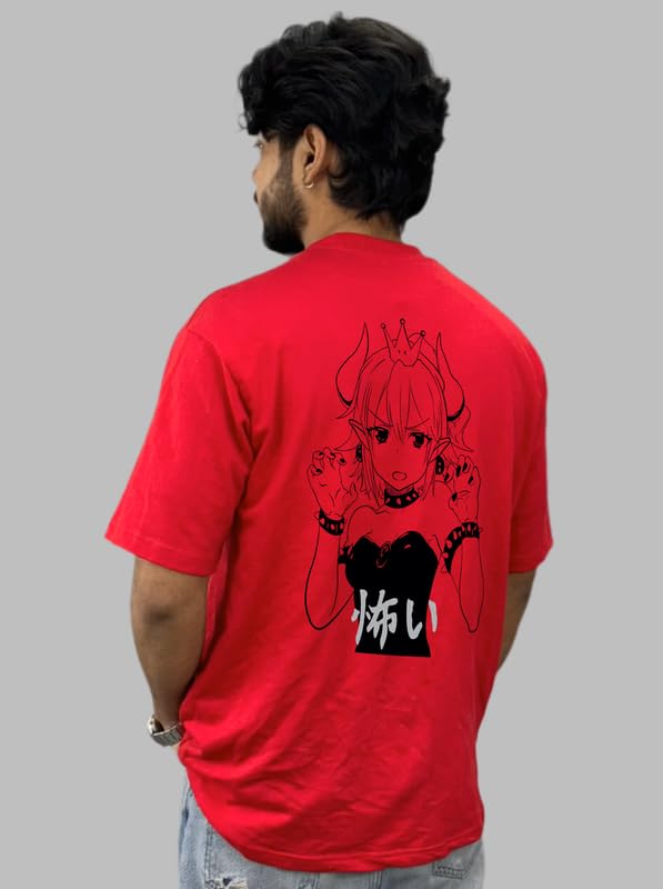 Image of Men's Cotton Anime Streetwear Oversized T-Shirt | Neon Demon Girl Graphic Print