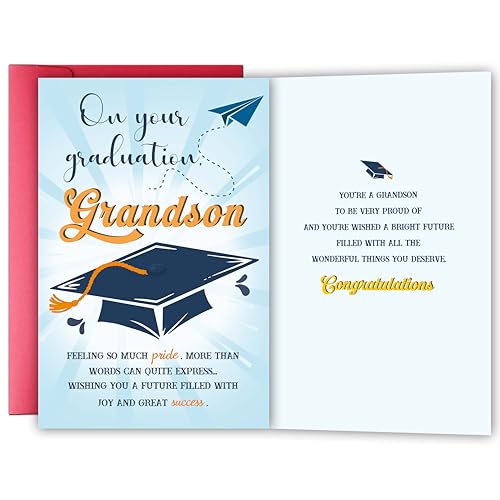 YIWANSIN Grandson Graduation Card Gift from Grandma and Grandpa, Congratulations Card Gift...