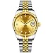Produktbild BUREI Luxus Herrenuhr mechanische Automatik Armbanduhr 24 Dial Analog Display Automatikuhr Lederband Edelstahlarmband Wasserdicht Stylish Armbanduhren (Golden)