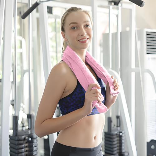 YDAKGUEY 4 Pack Microfibre Gym Towels, Fast Drying & Absorbent Gym Towel for Gym Travel Camping Hiking Yoga, Workout Sweat Towels - White Black Light Purple Pink (35 * 75cm) - Image 6