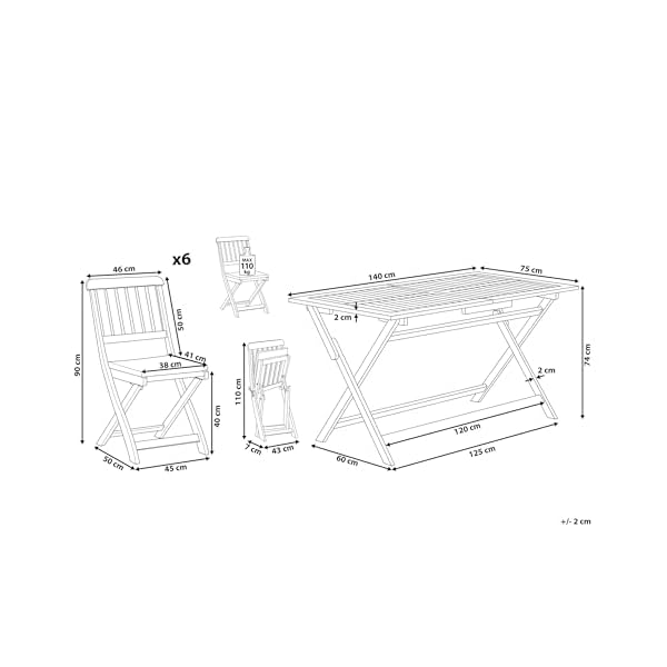 Beliani Cento Gartentisch Set Akazienholz Dunkelbraun
