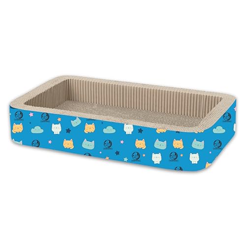Image of Foodie Puppies Scratching Pad with Catnip for Cats and Kittens (Rectangle Crater 49 x 28 x 12 cm) | Corrugated Scratcher Cardboard for Cats, Kitten for Furniture Protection, Durable Texture Design