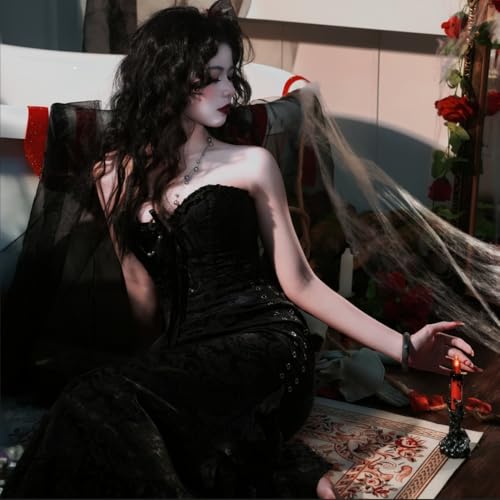 Retro Gothic Dark Style Half Skirt Victoria Jacquard Lace High Waist Fishtail Skirt Subcultural Clothing2