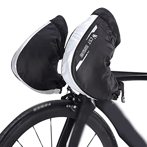 Aomiun Fahrrad Lenker Handschuhe Winter Warme Fahrradhandschuhe Reflektierende Radfahren Handschuhe Herren Damen Winddicht Wasserdichter Lenkerhandschuhe für Fahrrad Sicherheit Mountainbike Cover
