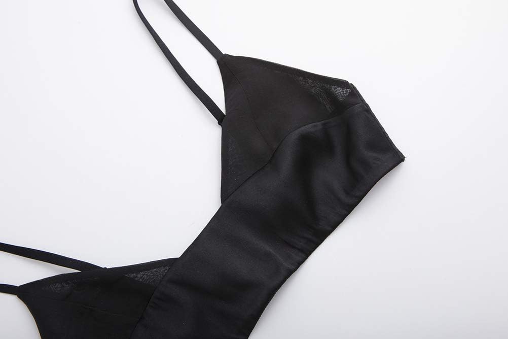 SilRiver Womens Silk Light Bralette Sexy 1/2 Soft Cup Wireless Bra Triangle Tops with Smooth Satin - Image 5