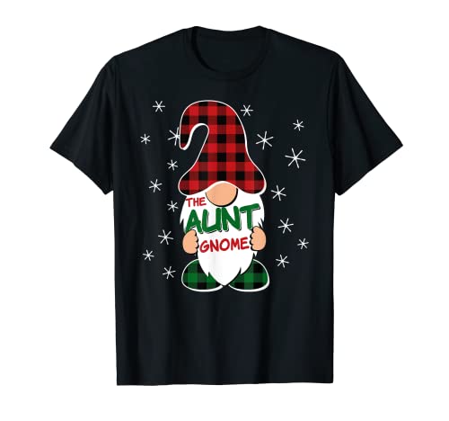 Zia Gnome Buffalo Plaid Corrispondenza Famiglia Pigiama di Natale Maglietta