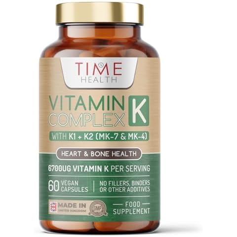 Vitamin K Complex | High Strength 6700ug Per Serving | 60 Capsules | Triple Mix K1 + K2 (MK-7 + MK-4) | Heart & Bone Support | Additive Free | UK Made to GMP Standards | Vegan (60 Count (Pack of 1)) Cover