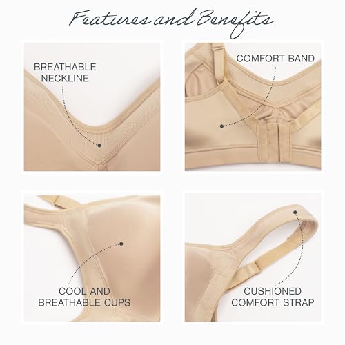 Playtex Women's 18 Hour Active Breathable Comfort Wireless Bra, Full Coverage Bra, Smoothing Support