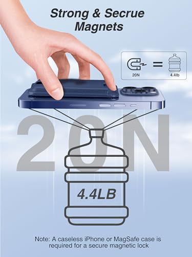 TopMade for Magsafe Wallet, Strongest Magnetic Phone Wallet for iPhone 14, iPhone 16/15/14/13/12 Series, Leather Magnetic Card Holder with Powerful Magnets, RFID Blocking, Fit 6 Cards, Dark Blue — view 2