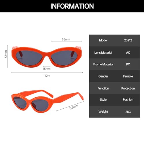YAMEIZE Occhiali da Sole Ovali Retrò 90s per - Donna Uomo Occhiali di Cat Eyes Ovali d'epoca Protezione UV400