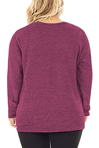 Image of DOLNINE Womens Plus Size Knotted Tops Long Sleeve Tee Shirts Loose Casual Blouse