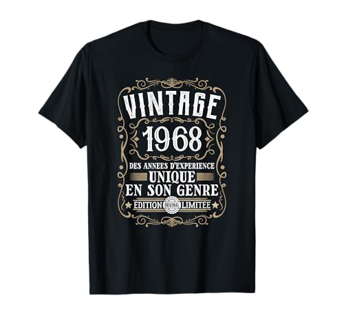 Vintage 1968 Anniversaire 57 ans Homme Né En 1968 T-Shirt