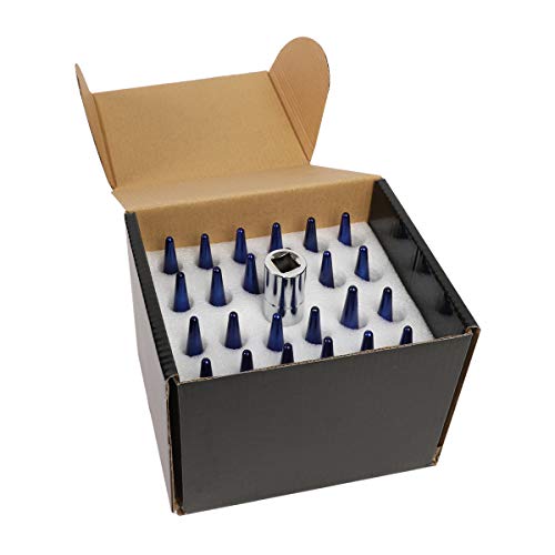 Image of DNA MOTORING LN-ZTL-9056-BL 24Pcs M14 x 1.5 23mm OD /112mm Height Close End Lug Nuts + Adapter, Blue