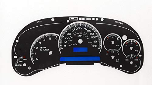 Tanin Auto Electronix Custom Black Gauge Face Overlay | Fits 2003-2005 GMC & Chevy Truck Instrument Cluster Speedometer | 7 Gauges | Overlay Only Tanin Auto Electronix Custom Black Gauge Face Overlay | Fits 2003-2005 GMC & Chevy Truck Instrument Cluster Speedometer | 7 Gauges | Overlay Only