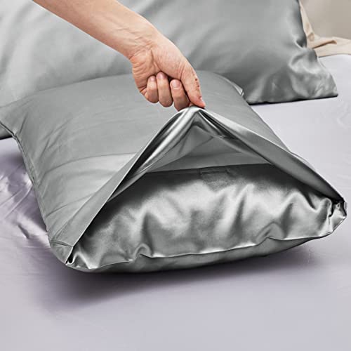 Kinmeroom Satin Pillowcase For Hair And Skin, Light Gray Silk Pillowcases 2 Pack, Queen Size Pillow Cases Set Of 2, Luxury And Soft Satin Pillow Covers With Envelope Closure (20X30 Inches) #TOP4