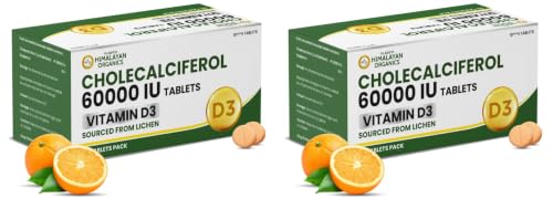 Image of Vlado's Himalayan Organics Vitamin D3 60000 IU Cholecalciferol Tablets | High Potency Weekly D3 Supplement for Bone, Joint & Immune Health | Delicious Orange Flavour | 40 Tablets, Pack of 2