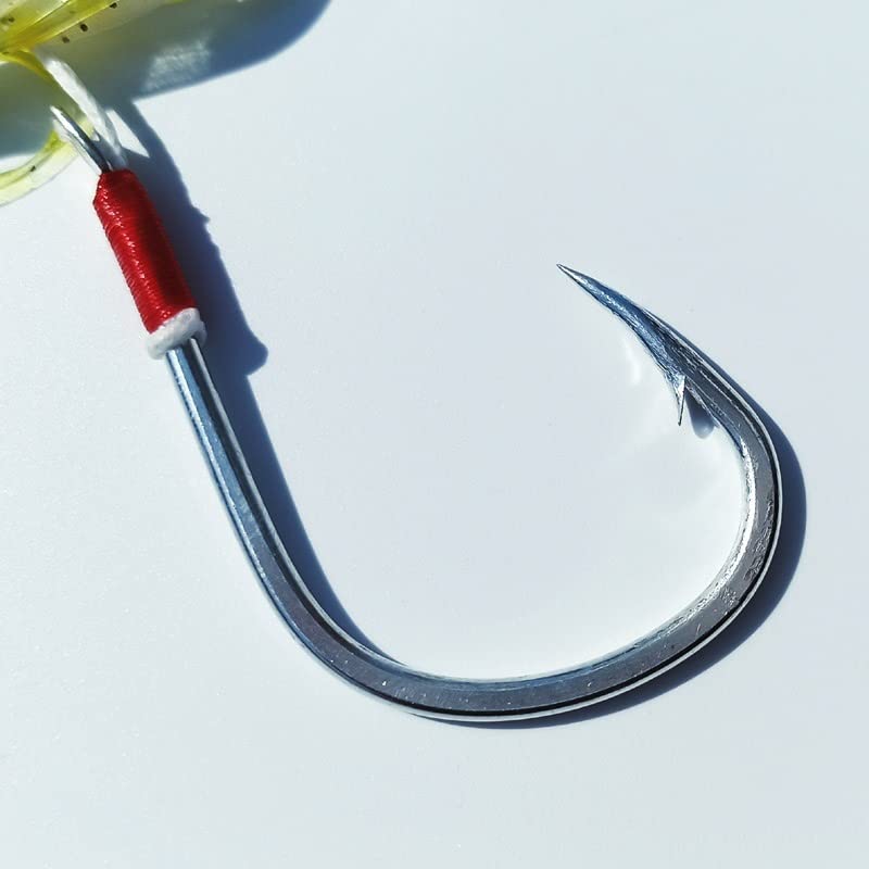 Starker scharfer Angelhaken 10 teile / los Glow Assist Hooks mit Squid Röcke ledigsam Slow Jig Silikon Rock Angeln Haken… – Bild 5