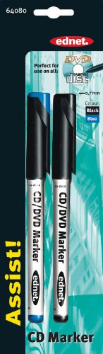 Preisvergleich Produktbild Ednet CD-Marker schwarz und blau 2er Pack