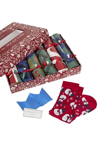 SockShop Socks Christmas Crackers 2025 - Mens Ladies Novelty Xmas Gift Boxes Soft Breathable Bamboo 6 Pairs One Size (UK, Alpha, One Size, Regular, Regular, Christmas Cracker)