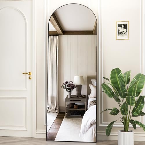 Suidia Arched Full Length Mirror, 65"x22" Floor Mirror Freestanding, Floor Standing Full Body Mirror with Stand for Bedroom, Hanging Mounted for Living Room Cloakroom, Black