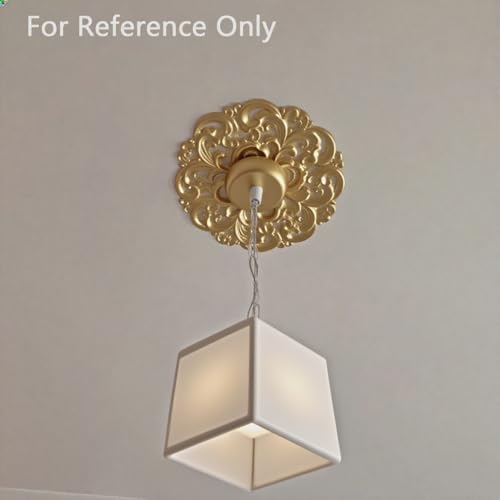 Image of Ceiling Medallions 2Pcs, 12 x 1.57 Inches, Gold ABS | Whole Circle, Fits 1.57 Inch Canopy, European Vintage Carving, Decor For Chandeliers & Ceiling Fans, Made from Plastic