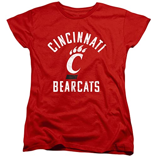 University of Cincinnati Official Bearcats Logo Women's T Shirt,Red, Small