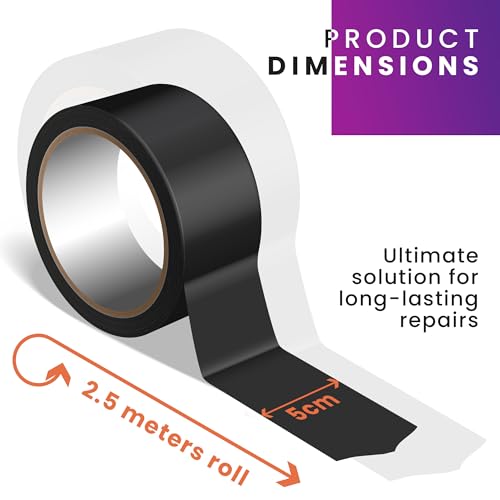 HOMIK Extrem Starkes Wasserdichtes Klebeband für Außen & Innen | Dichtungsband 5cm x 2.5m | UV Beständig | Duct Tape | Selbstverschweißend | Schwarz
