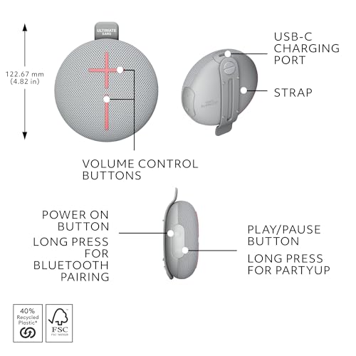 Ultimate Ears MINIROLL Portable Bluetooth Speaker (Glacier Grey) - image 8
