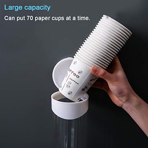 Cup Dispenser Wall Mounted Plastic Water Dispenser Disposable Cup Holder Rack, Paste or Screw Plate Mountable for Paper Cups Halloween Party Supplies, 7.5cm 50 Cups