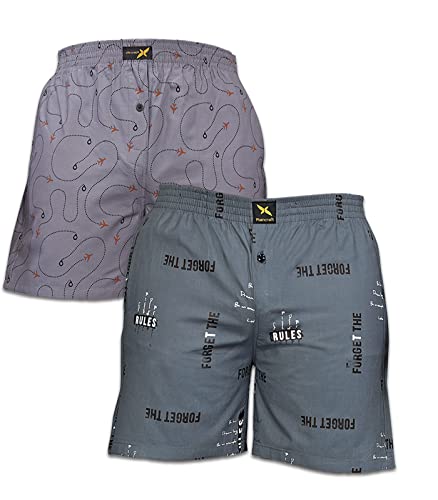 Image of PANTHUSHTI Combo of 2 Pcs Men's Under Pant and Night Wear Use Cotton Woven Printed Above Knee Boxer Shorts for Boy's Underwear Boxer Brief Ultra Soft Boxer