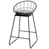 LHLLHL Reposapiés Taburete con Respaldo Redondo, Piernas Taburete Metal del Estilo contemporáneo del Asiento 65 cm Gris
