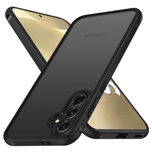 ivoler Funda Mate Negro para Samsung Galaxy S24 5G, [Protección Lente Cámara] [Protección Militar] Carcasa Protectora Antigolpes Trasera Translúcida Antihuellas Silicona Case