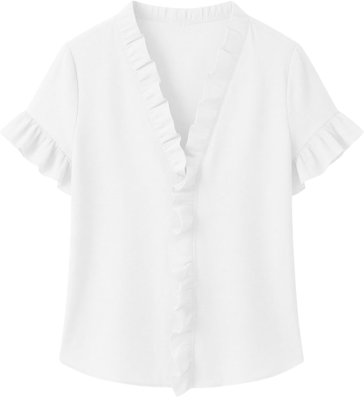 Women's Blouses Dressy Boho Casual Ruffle Short Sleeve Tops Business Outfits Ladies Summer Work Shirts
