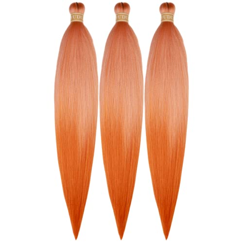 Ombre Sunset Orange Braiding Hair Pre Stretched Kanekalon Knotless Braiding Hair For Braids Packs Of 3,26",10 Oz #TOP19