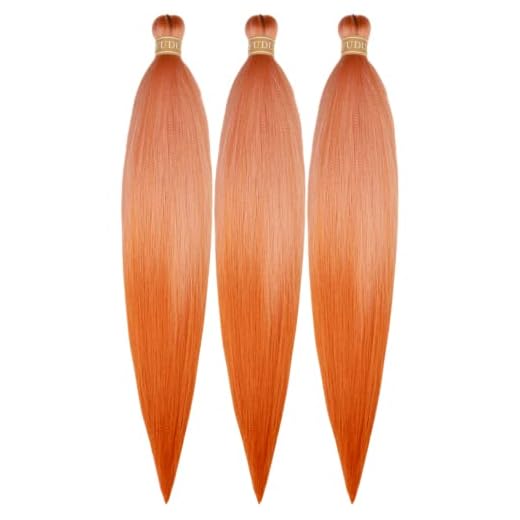 Ombre Sunset Orange Braiding Hair Pre stretched Kanekalon Knotless Braiding Hair for Braids Packs of 3,26",10 OZ