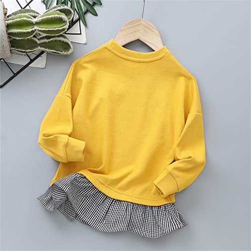 Camiseta infantil infantil bebê meninas manga longa carta patchwork xadrez pulôver tops 5 camisetas,