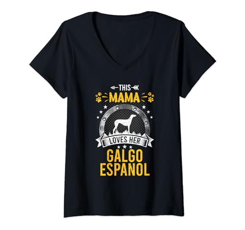 Womens This Mama Loves Her Galgo Espanol Dog Lover V-Neck T-Shirt