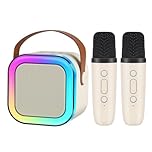 Kids Karaoke Machine with Bluetooth Speaker, 2 Wireless Mics, Portable Set for Kids & Adults, Birthday Gift for Girls 4-12, Family Party, Pink