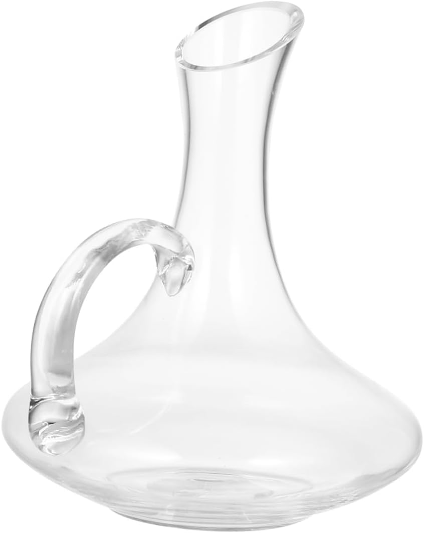 Glass Wine Decanter with Handle Elegant Wine Beverage Dispenser for Home Parties and Bars Enhances Flavor and Aroma Lead Glass Design