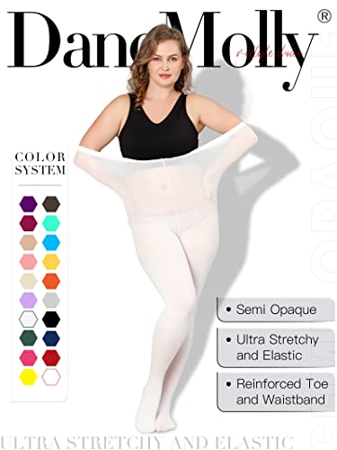 Image of DancMolly Plus Size Tights for Women, Control Top Semi Opaque Nylon Pantyhose High Waist