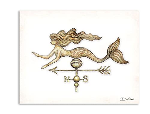 Mermaid Weathervane Watercolor Art Print By Dan Morris #TOP8
